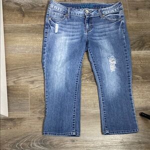 Refuge Blue Ankle Cropped Jeans with Distressed Style